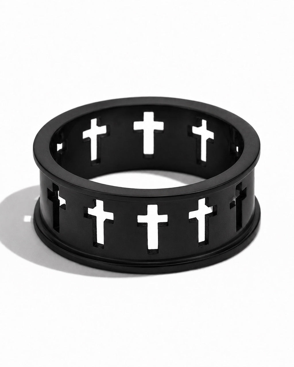 MEN'S MATTE BLACK FORGED CROSS RING-COMING SOON
