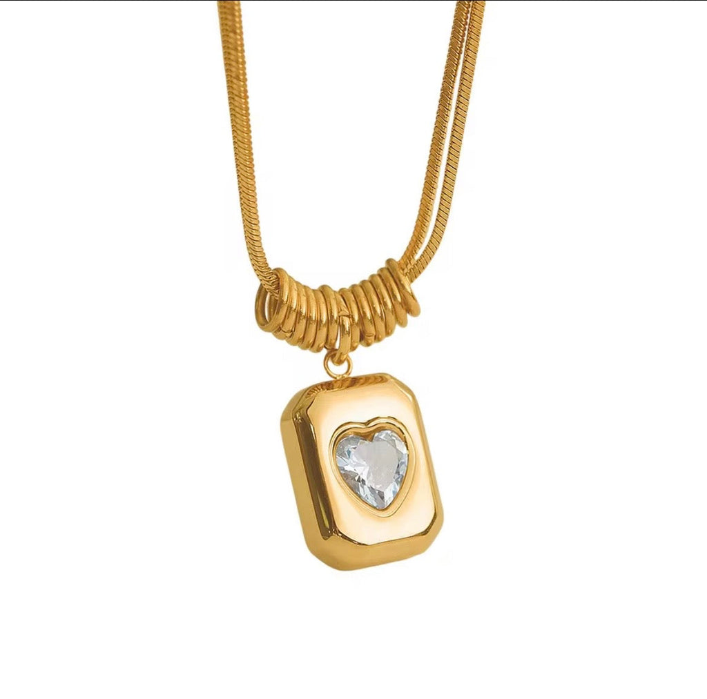 WOMEN'S HEART OF GOLD 18K CUBIC ZIRCONIA NECKLACE