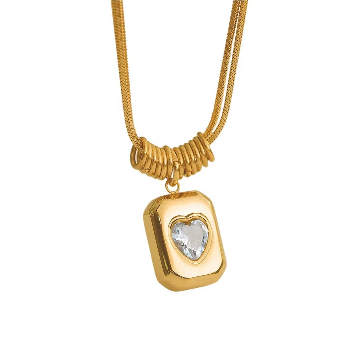 WOMEN'S HEART OF GOLD 18K CUBIC ZIRCONIA NECKLACE