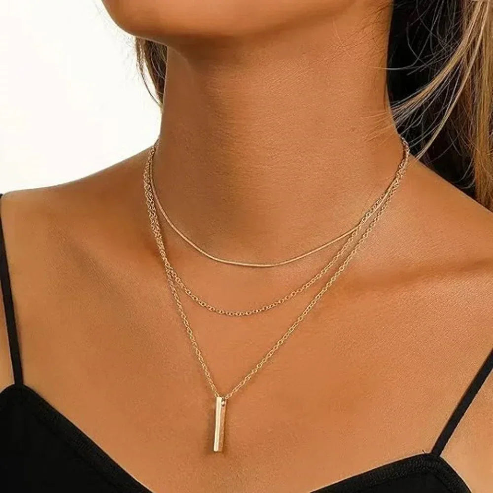 Three-Piece Gold Star, Pearl and Cross Necklace Set