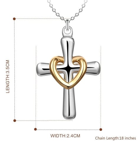Sterling Silver Sacred Heart Cross Necklace