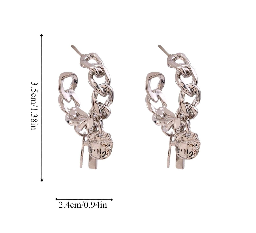 Silver Cross Hoop Earrings