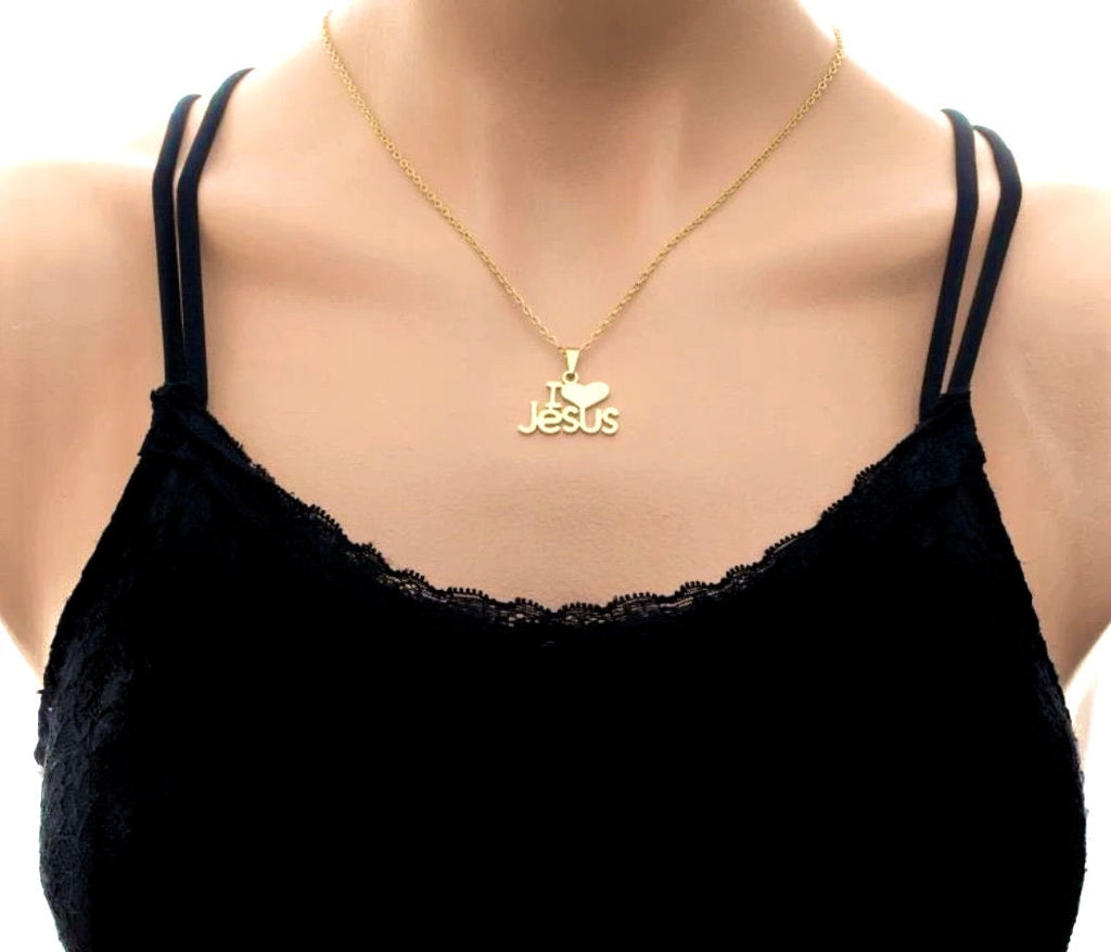 I Love Jesus Gold Choker Necklace