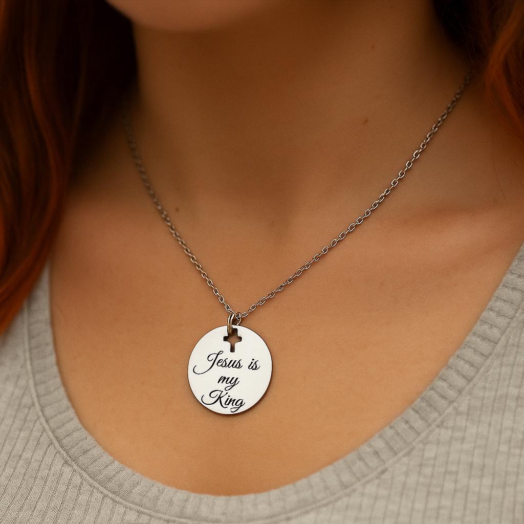 Jesus Is My King Stainless Steel Necklace