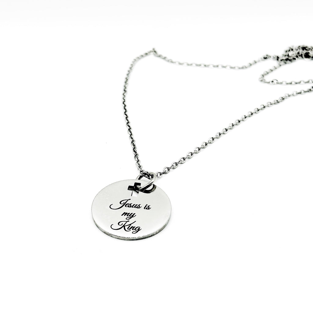Jesus Is My King Stainless Steel Necklace