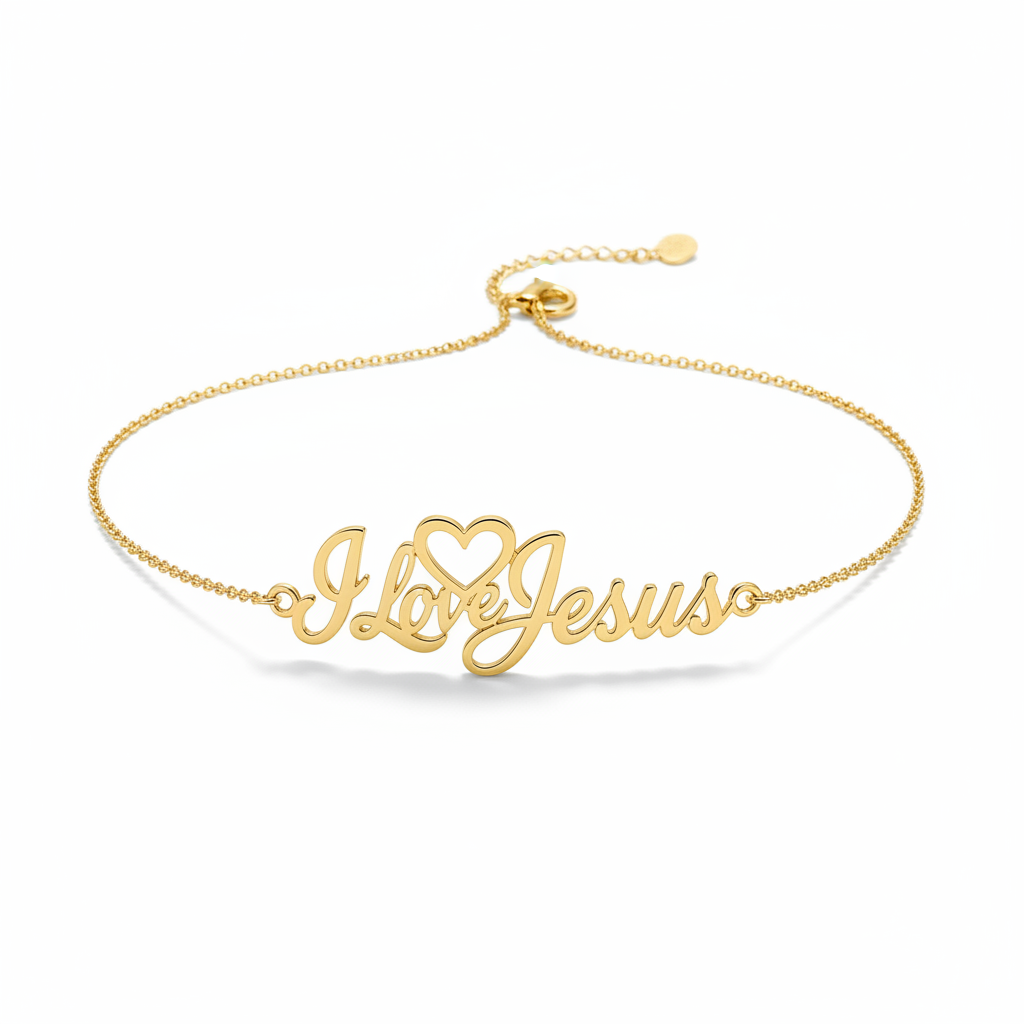 I Love Jesus Gold Choker Necklace - 14k gold-plated stainless steel faith jewelry