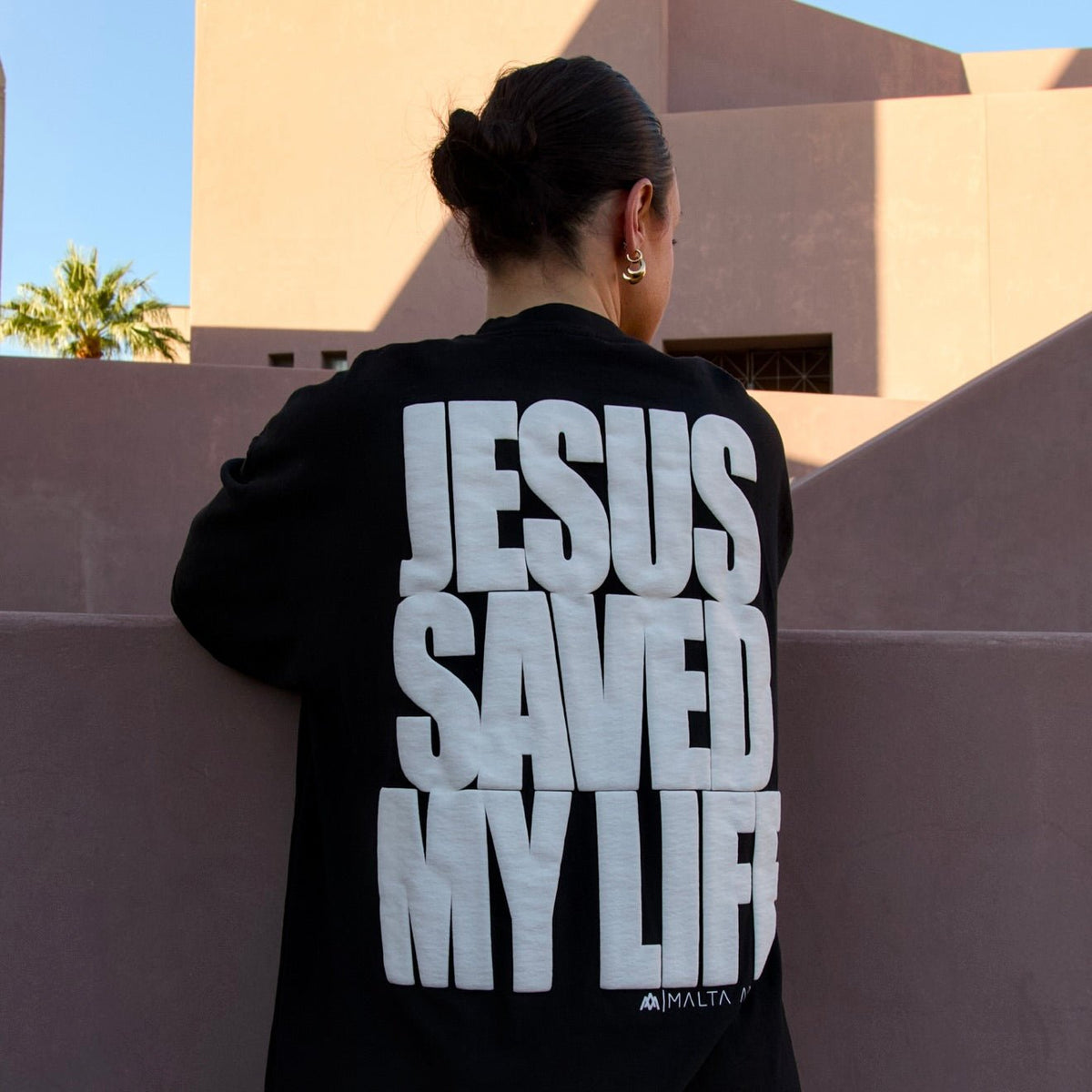 Jesus Saved My Life Puff-Print Shirt – Black