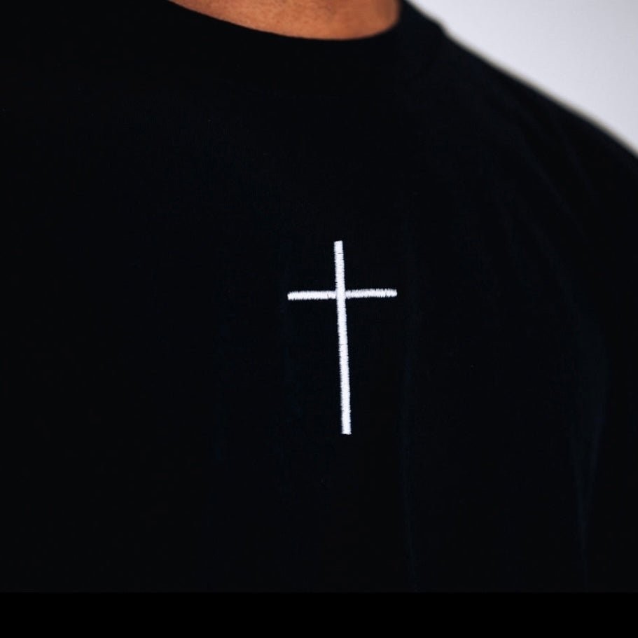 Jesus Saved My Life Puff-Print Shirt – Black